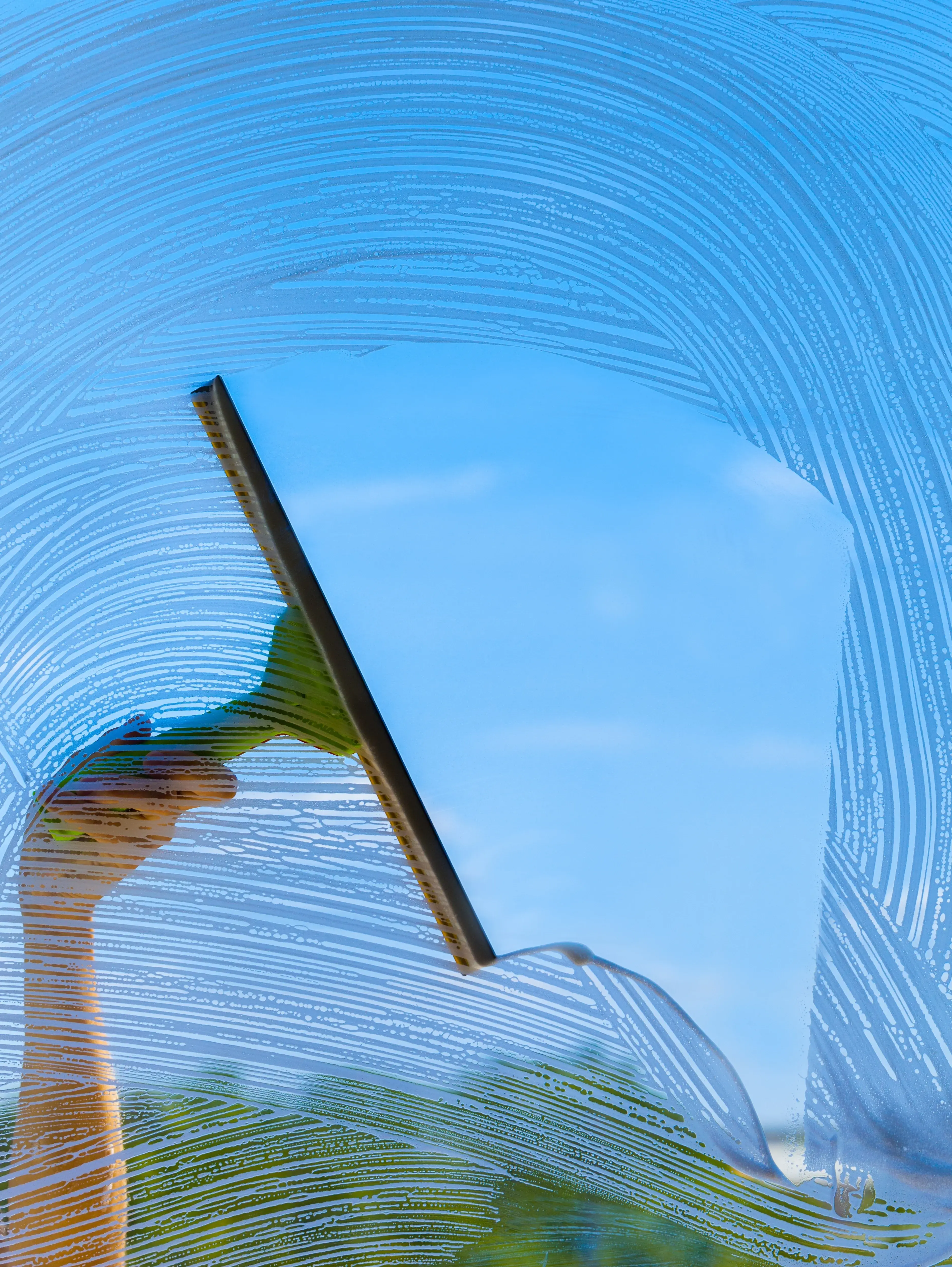 Professional window cleaning with squeegee — Plano TX